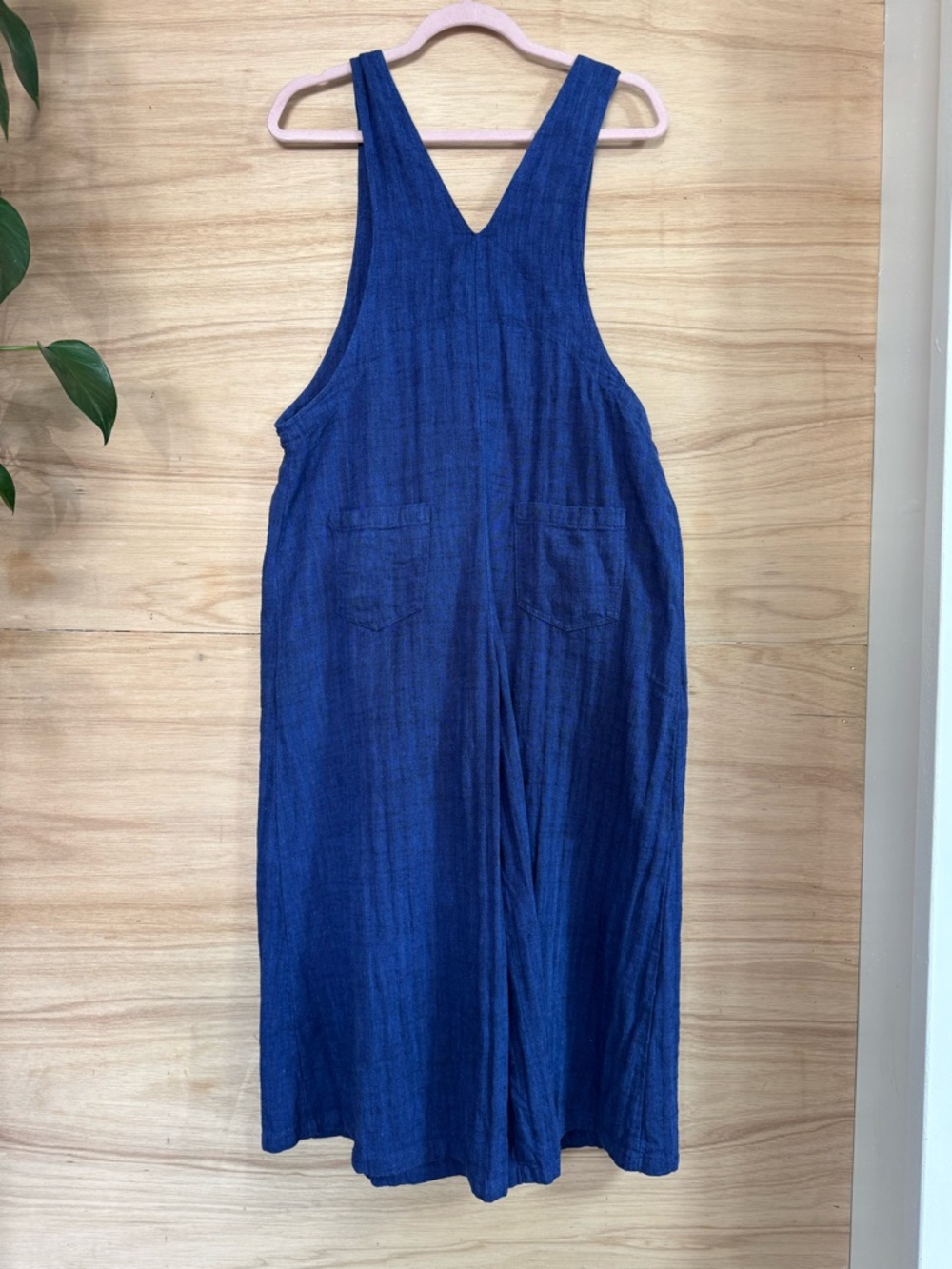 Kleen | xs oversized jumper v neck wide legged adjustable straps EUC blue linen - Picture 8 of 13